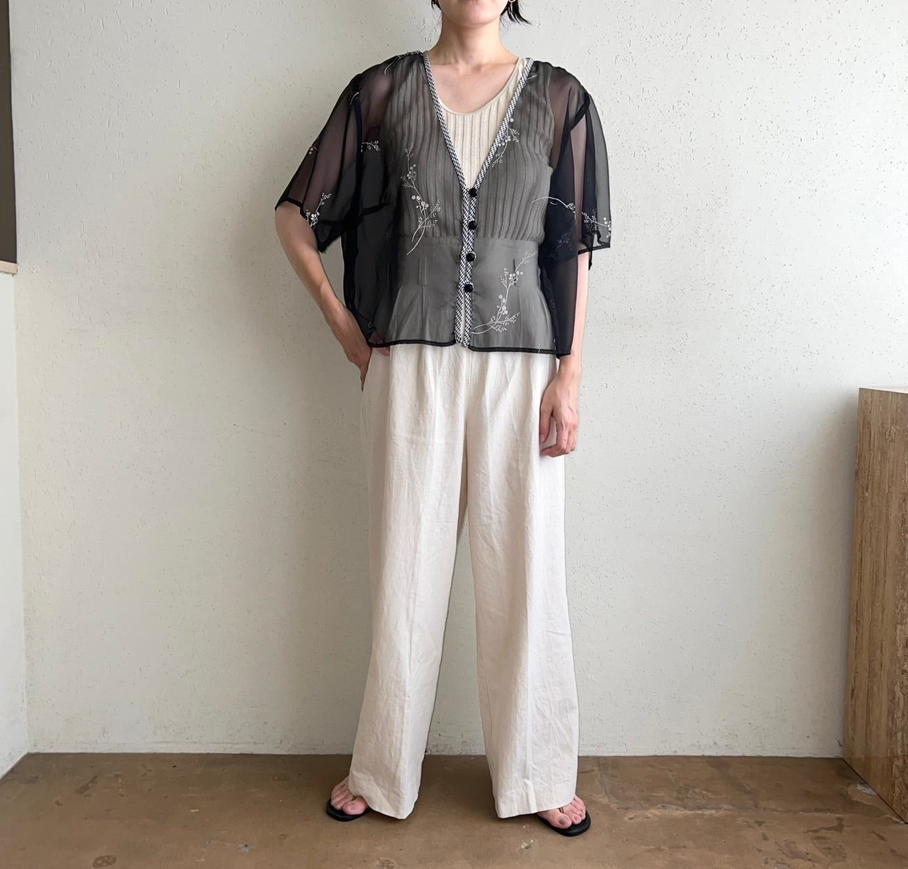 90s Sheer Printed Blouse Made in USA