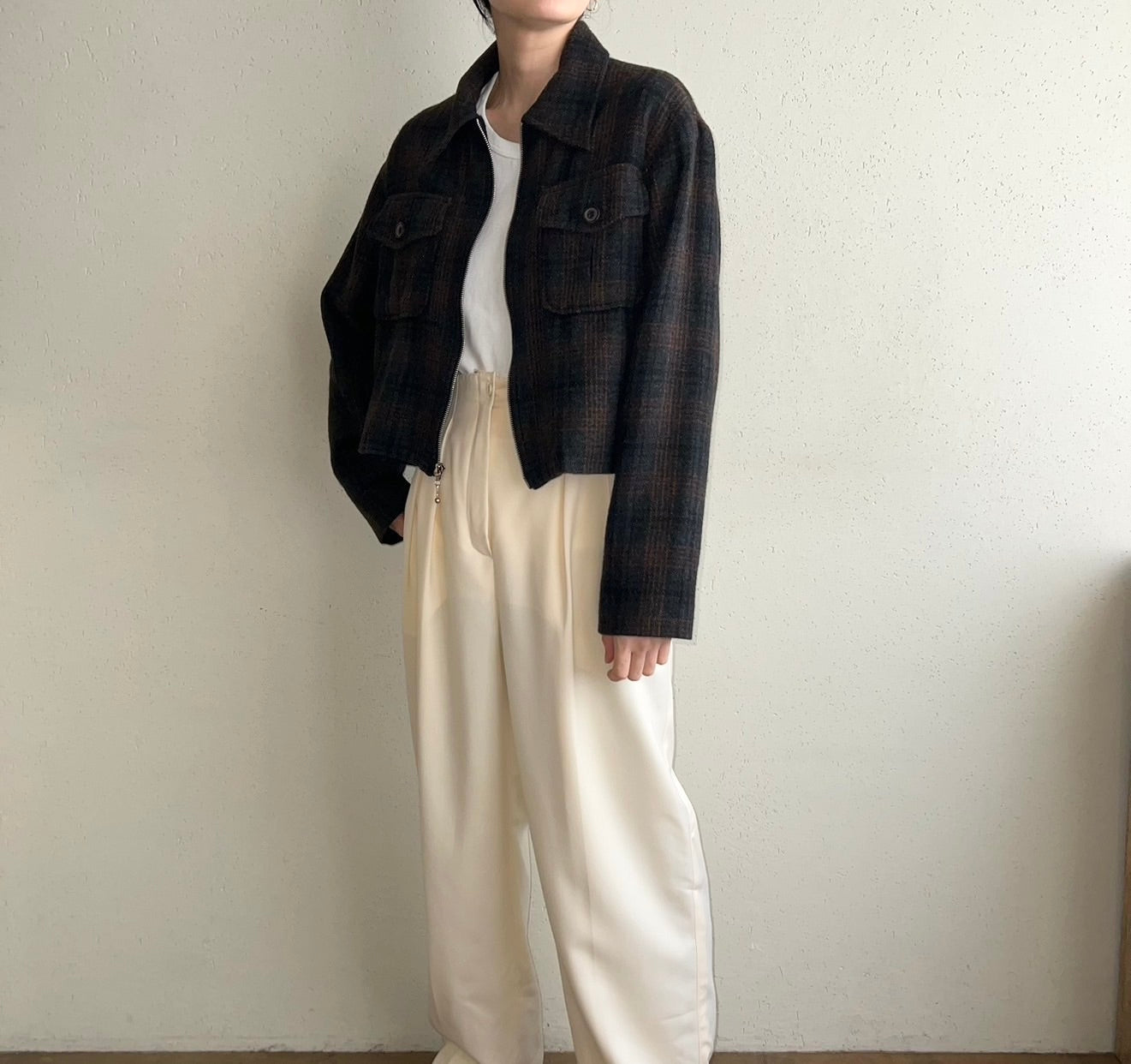 90s Plaid Zipped Jacket