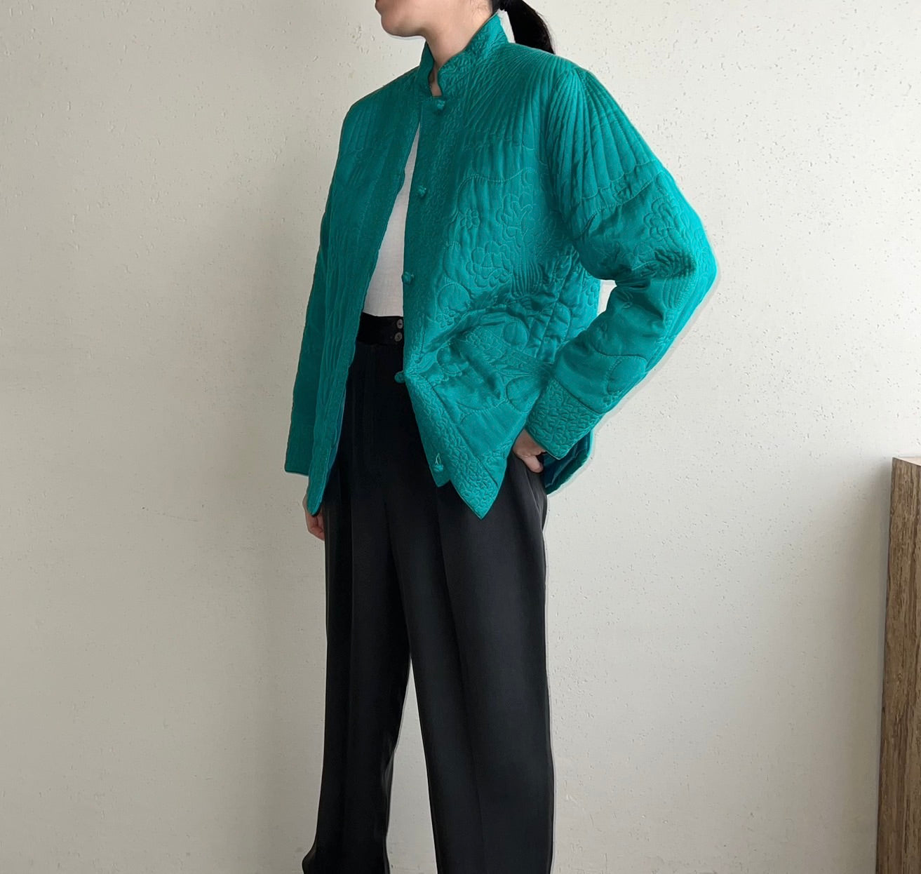 70s Silk Quilted Design Jacket
