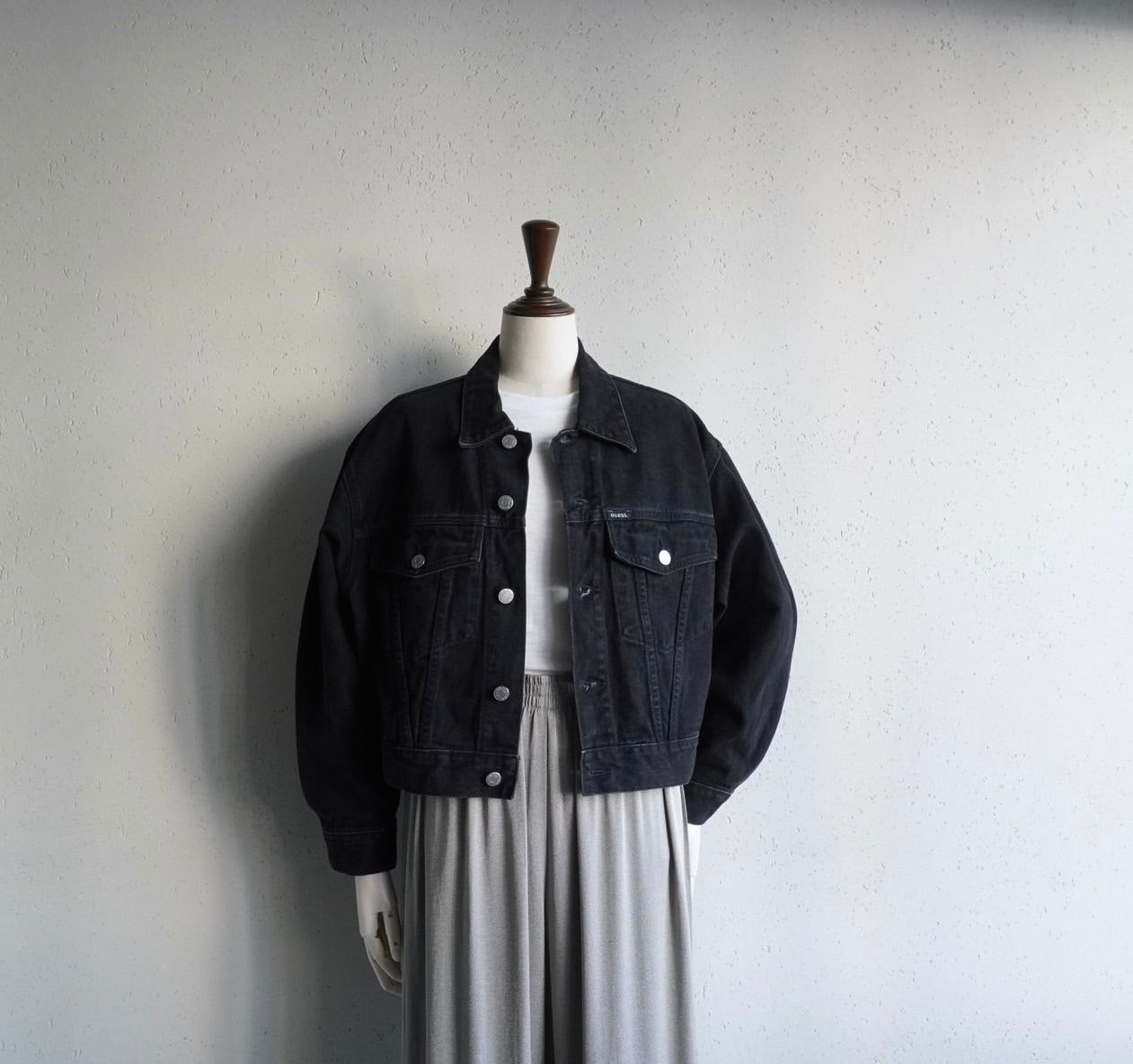 90s "GUESS" Black Denim Jacket Made in USA