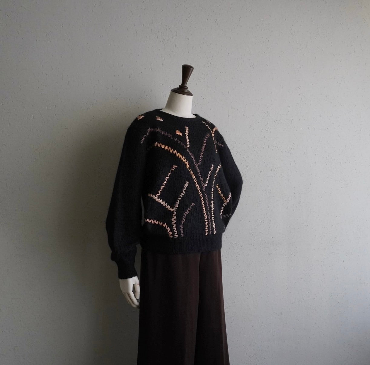 80s EURO Ribbon Design Mohair Knit