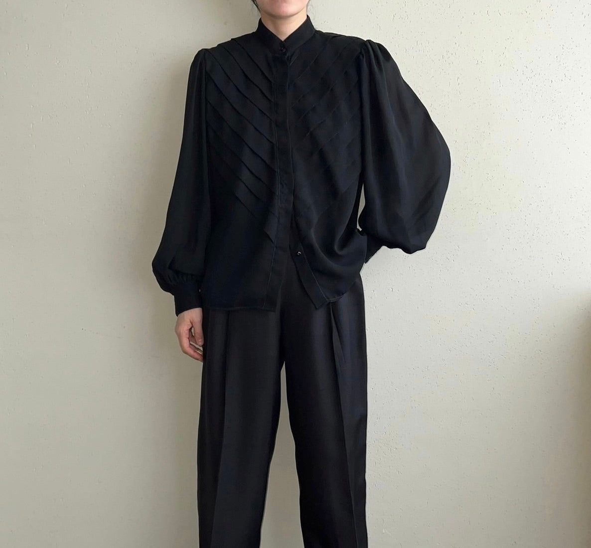 90s Pleated Design Blouse Made in USA