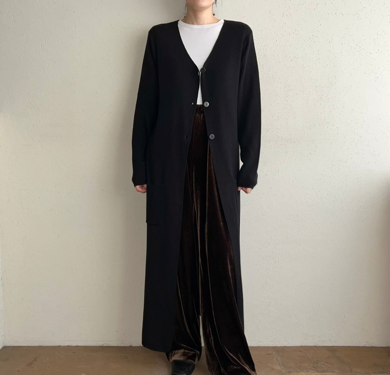 90s Black Long Cardigan