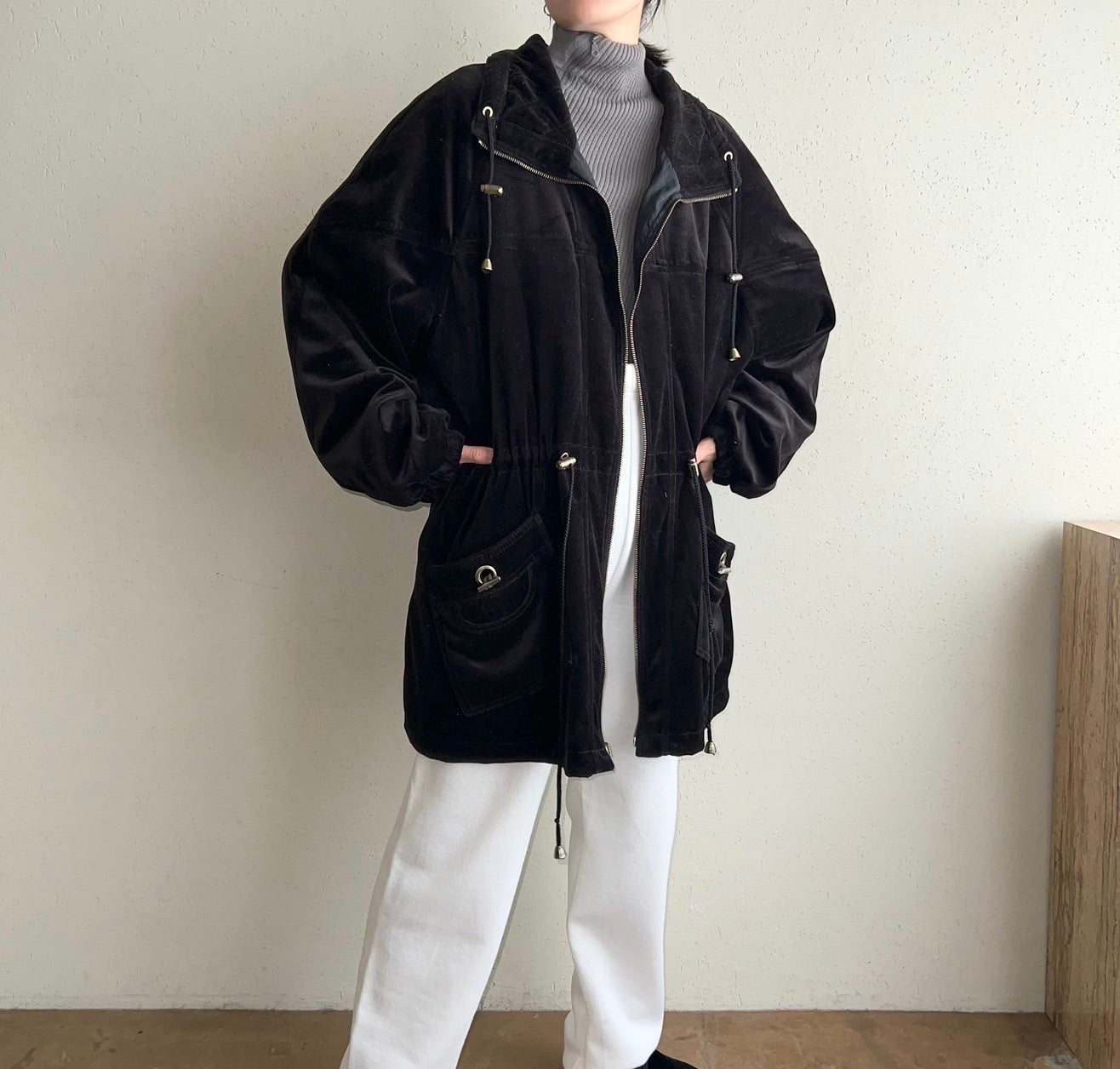 90s Black Velour Reversible Jacket