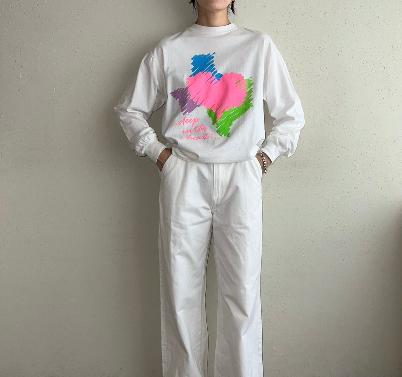 80s Printed Long Sleeves T-shirt Made in USA
