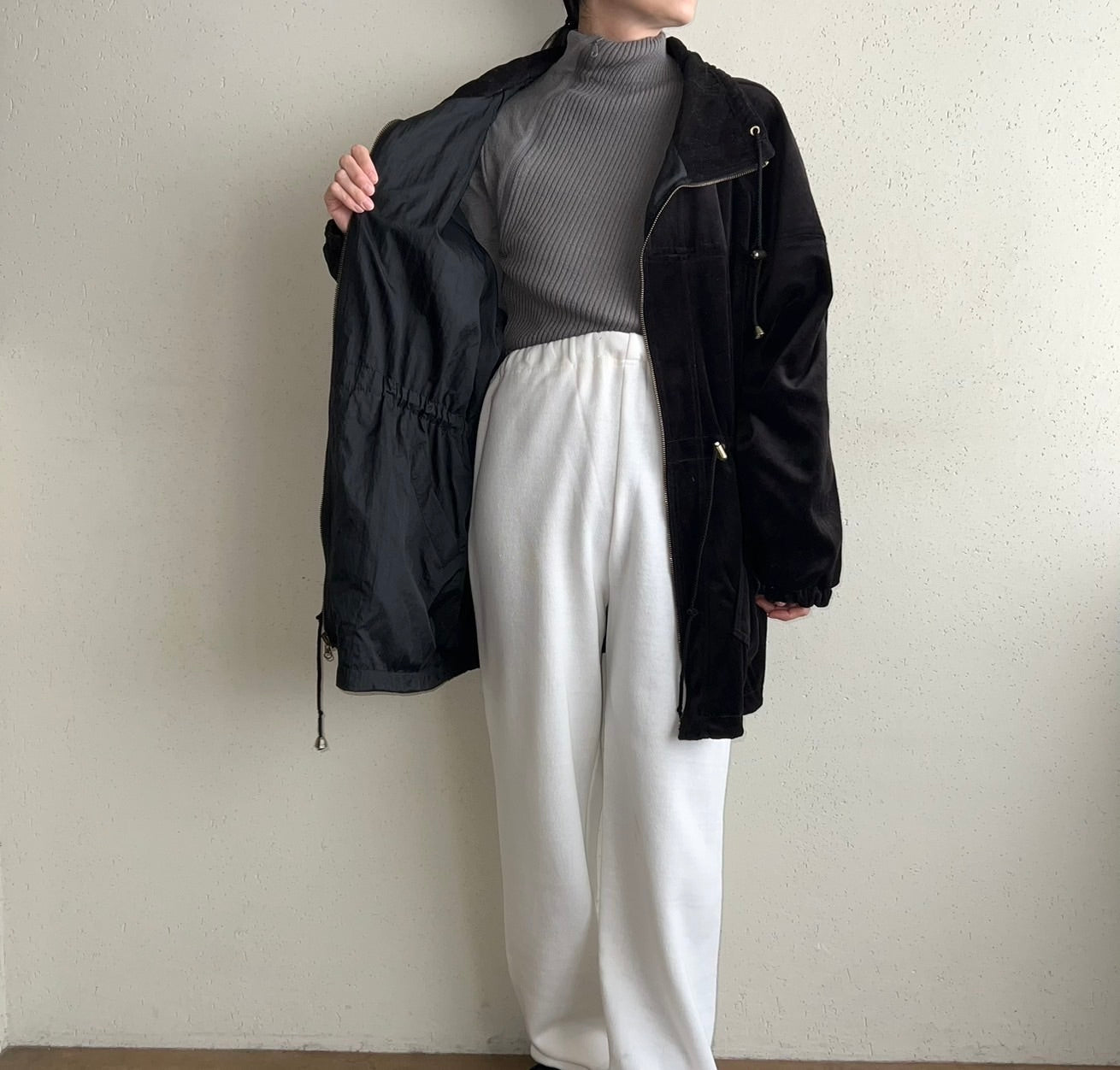 90s Black Velour Reversible Jacket