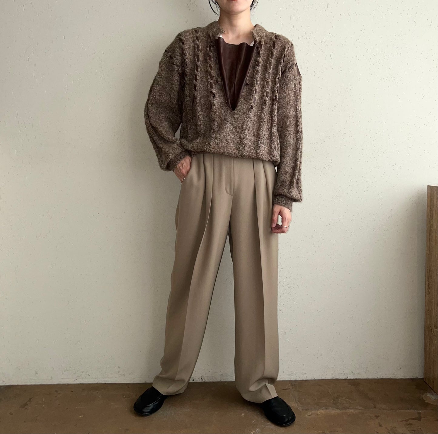 80s Leather Design Knit