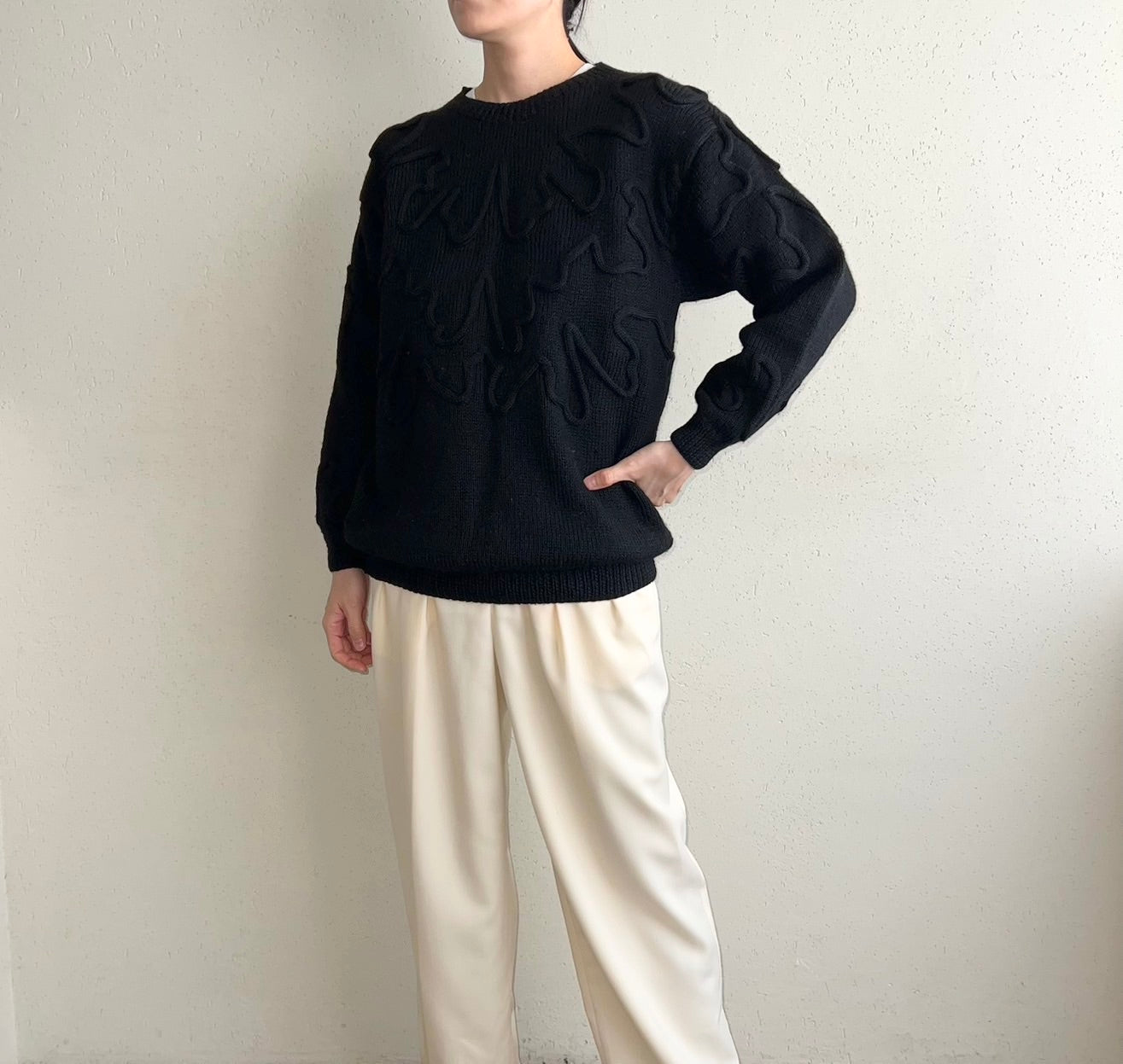 90s Black Design Knit
