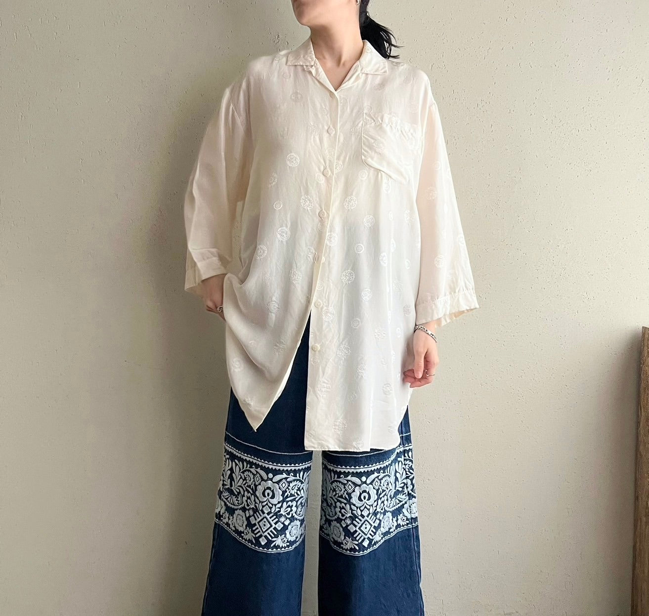90s Silk Long Shirt