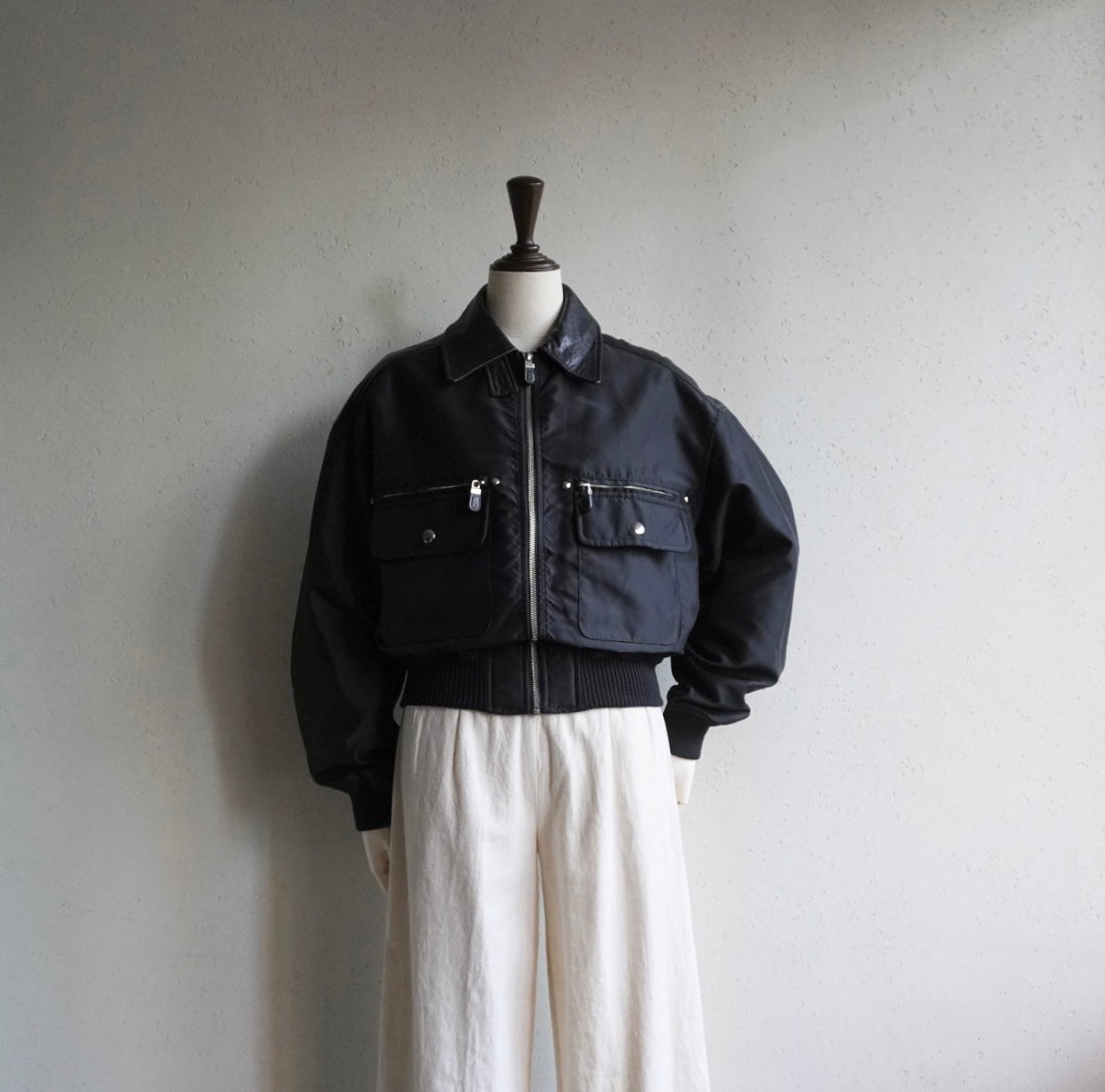 90s Nylon×Leather Jacket Made in USA