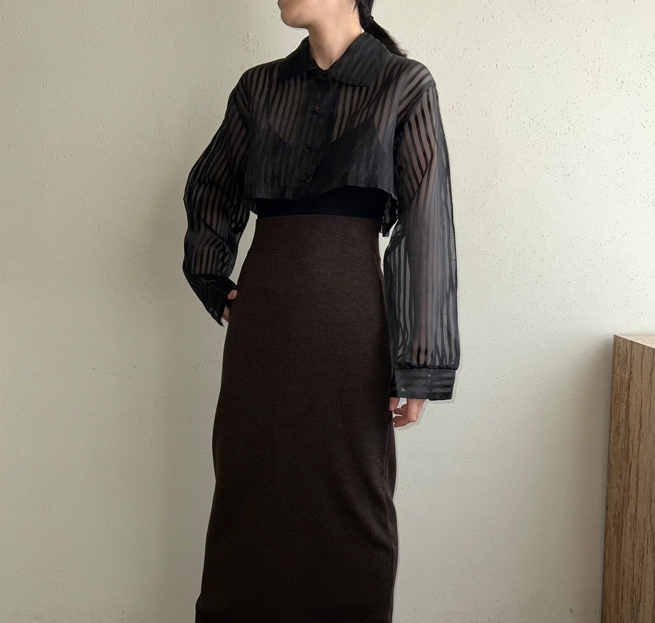90s Sheer Cropped Shirt Made in USA