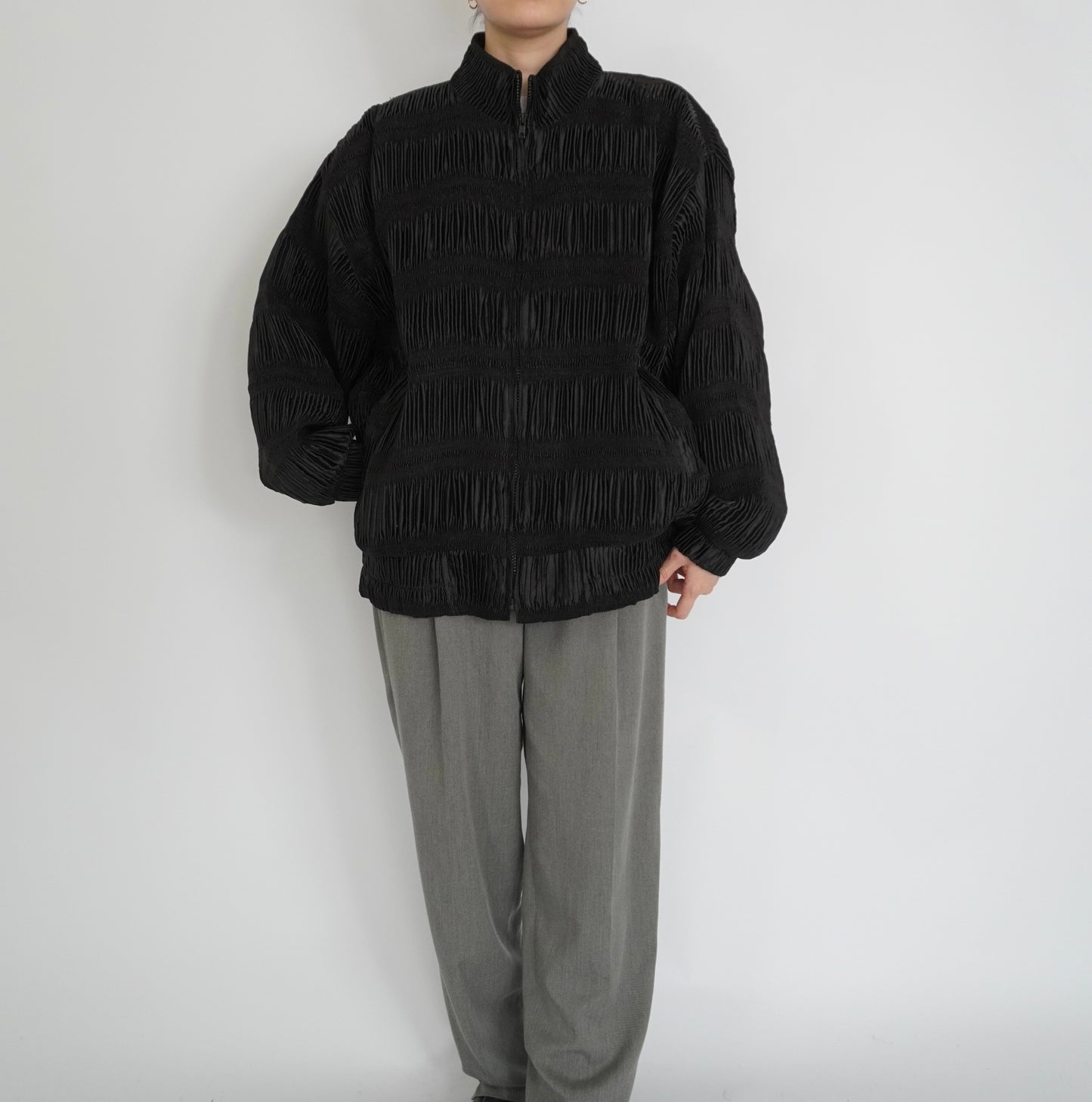90s Black Pleat Jacket