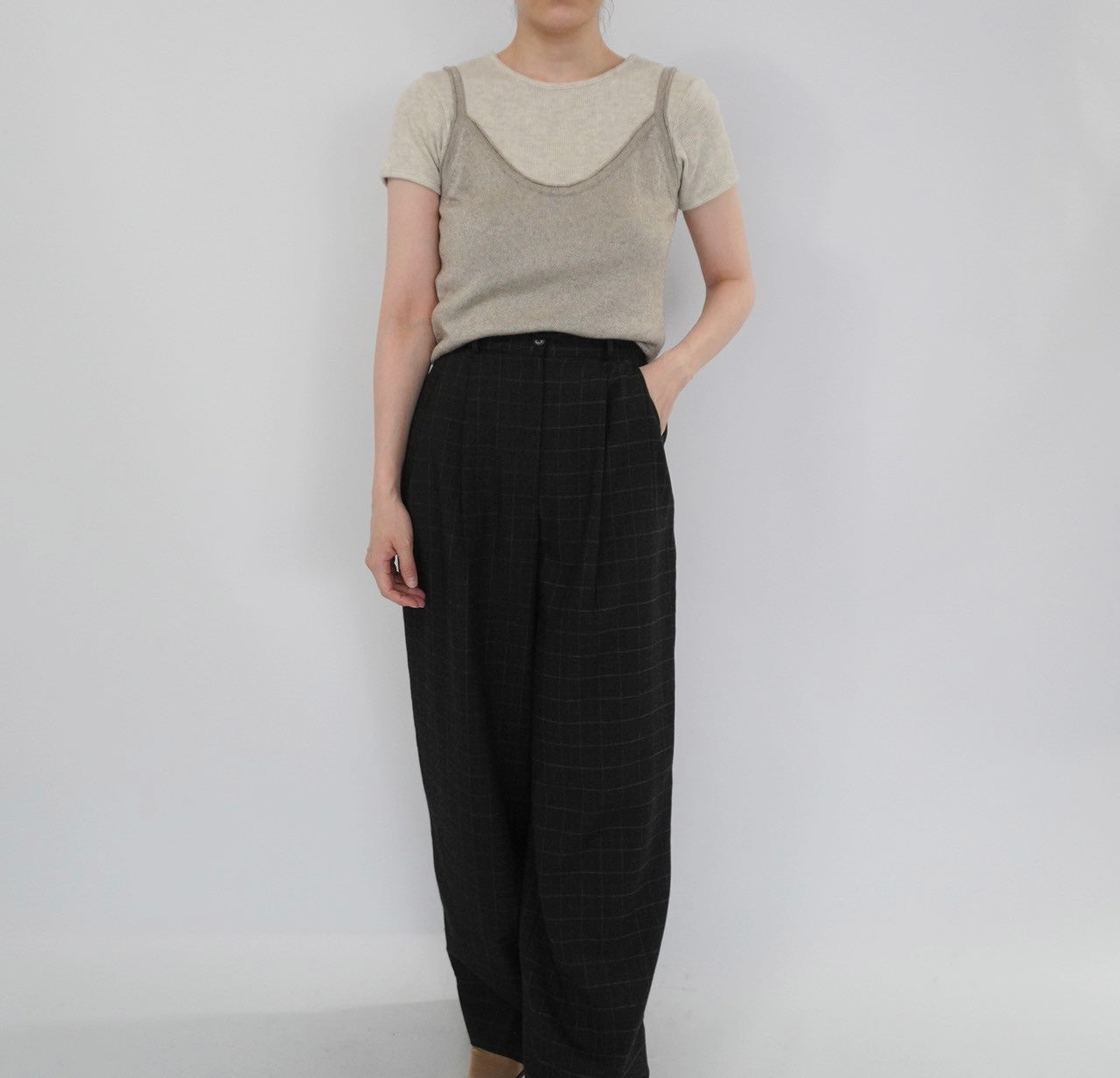 90s Plaid Wide Pants