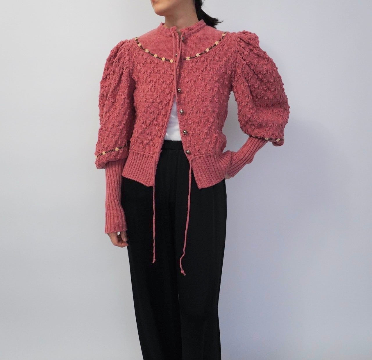 80s Embroidery Knit Cardigan