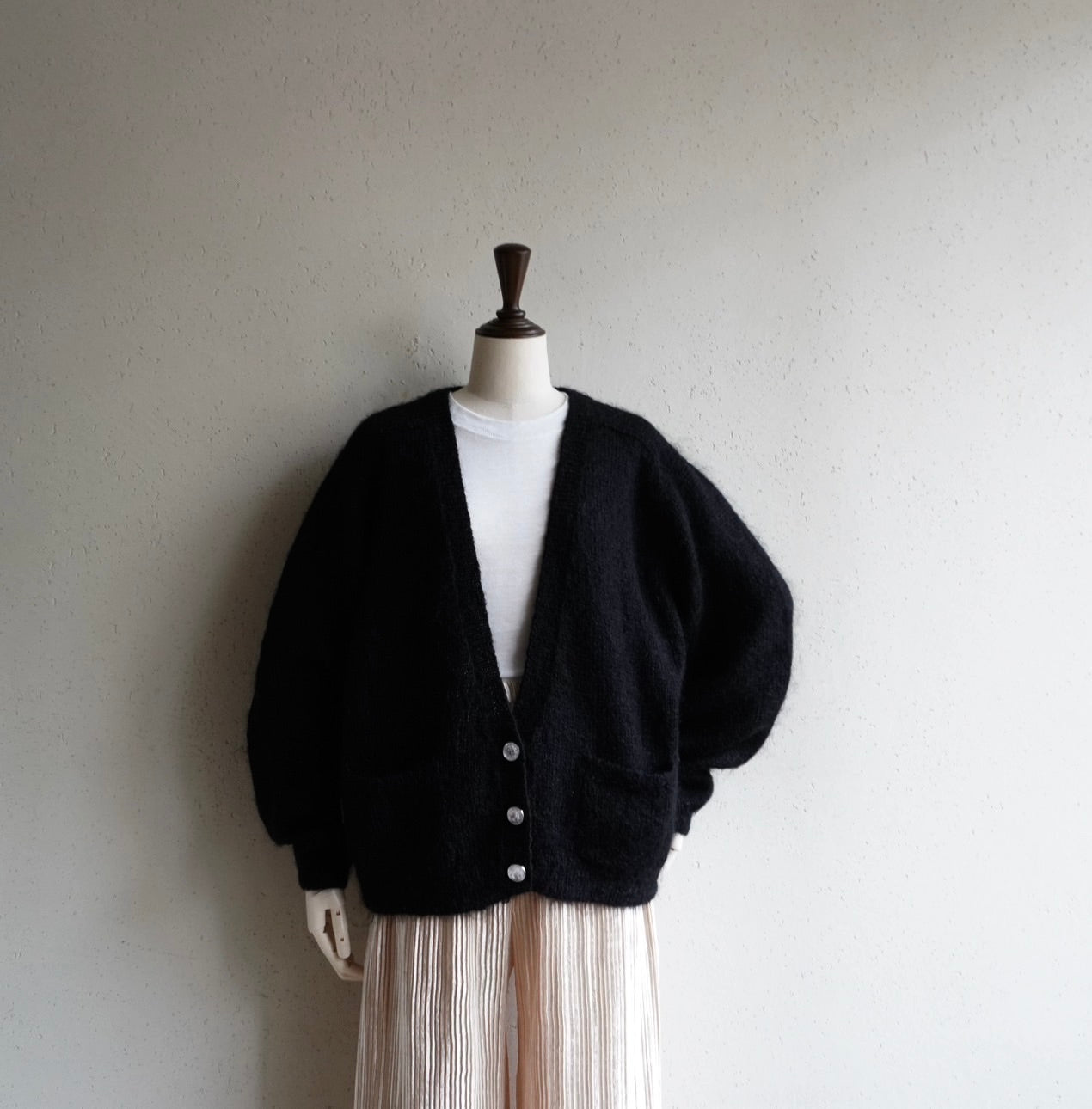 90s Black Mohair Knit Cardigan