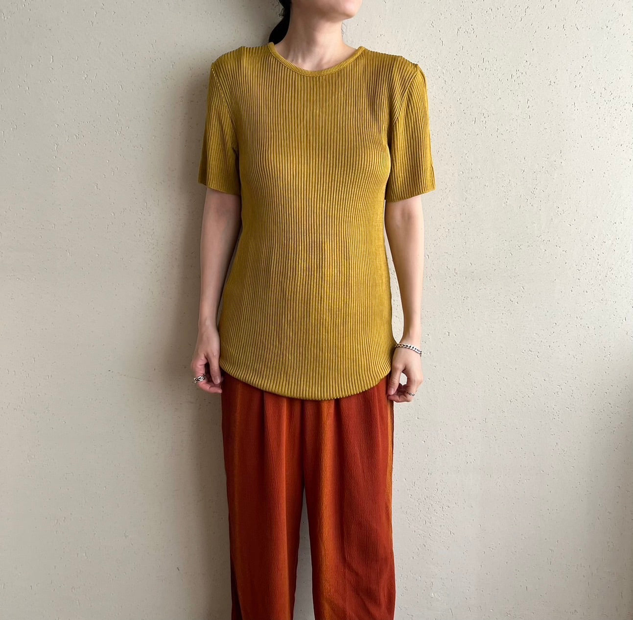 90s Ribbed Long Top Made in USA