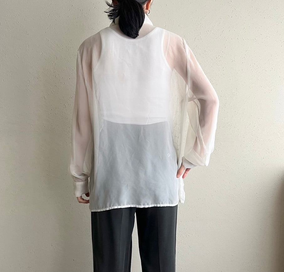 90s Sheer Embroidery Shirt Made in USA