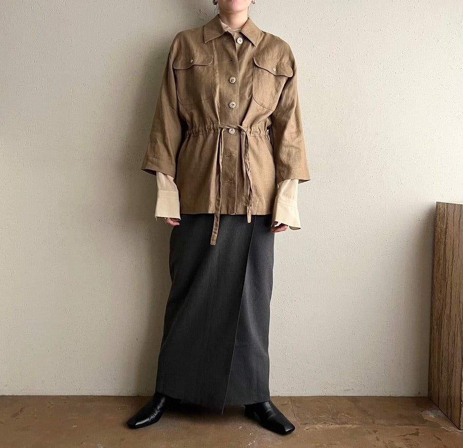 90s Linen Belted Jacket
