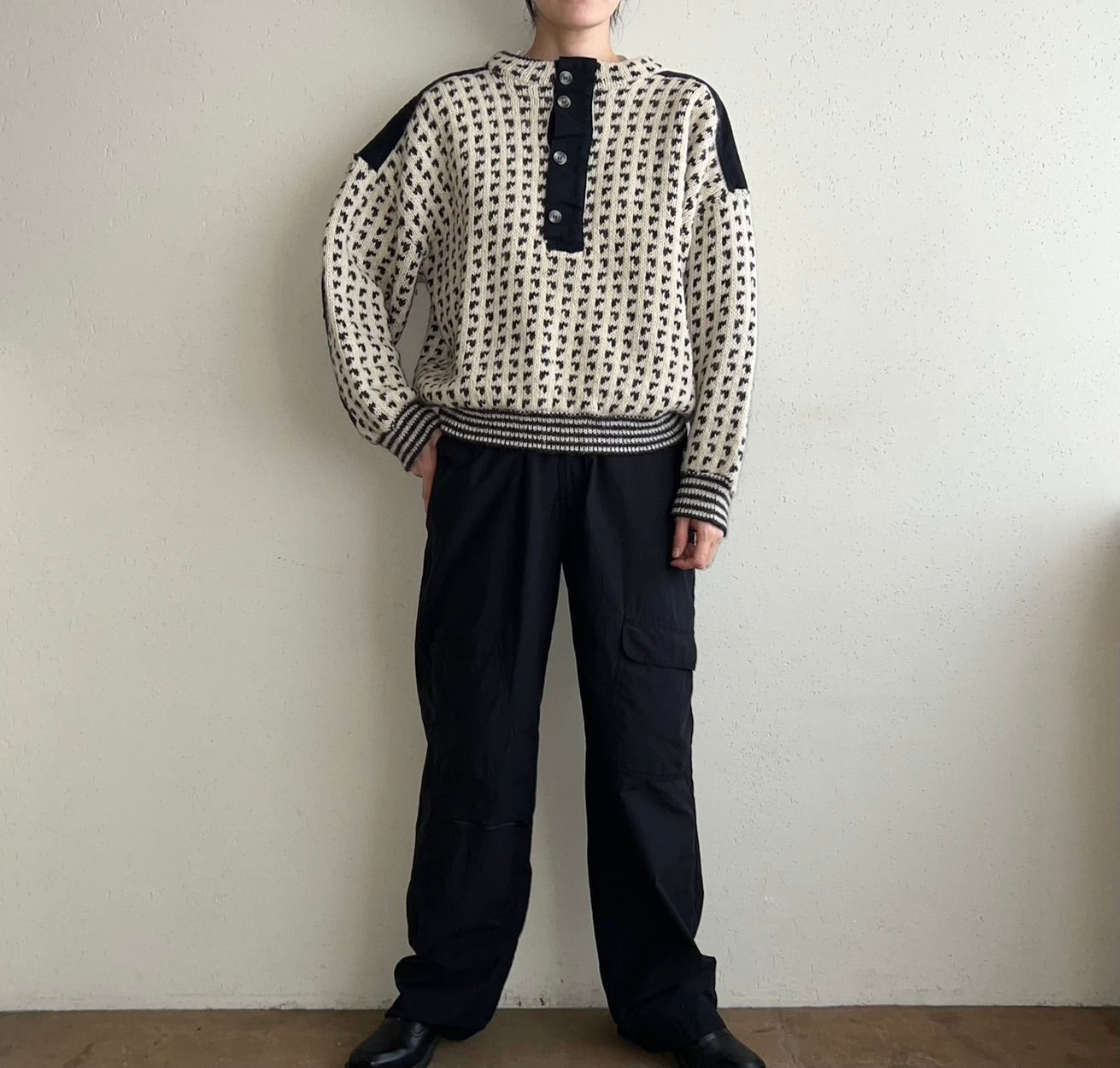 80s Black x White Knit Made in Norway