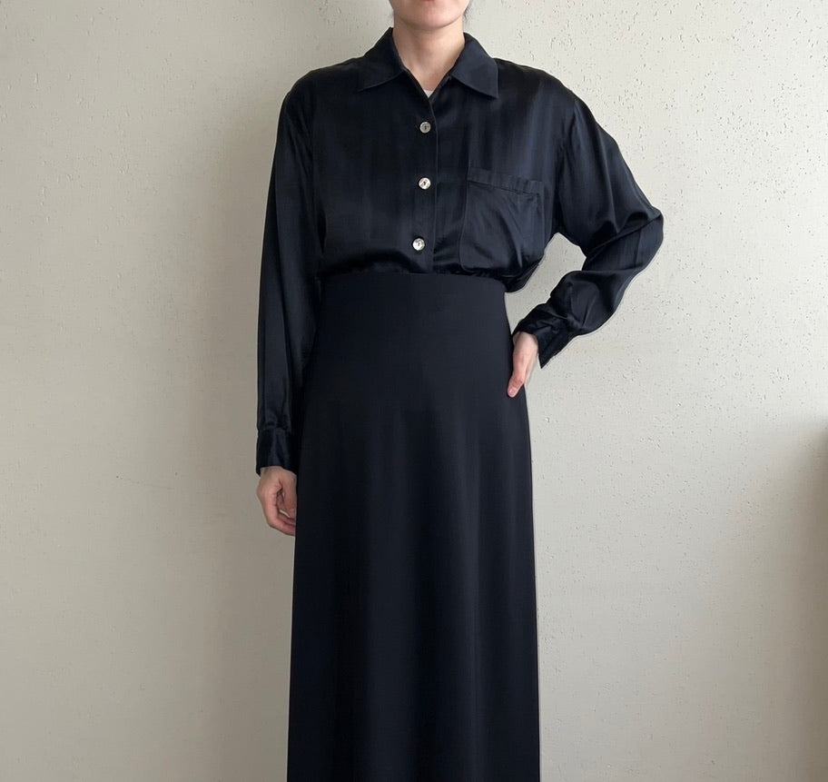 90s Black Silk Shirt