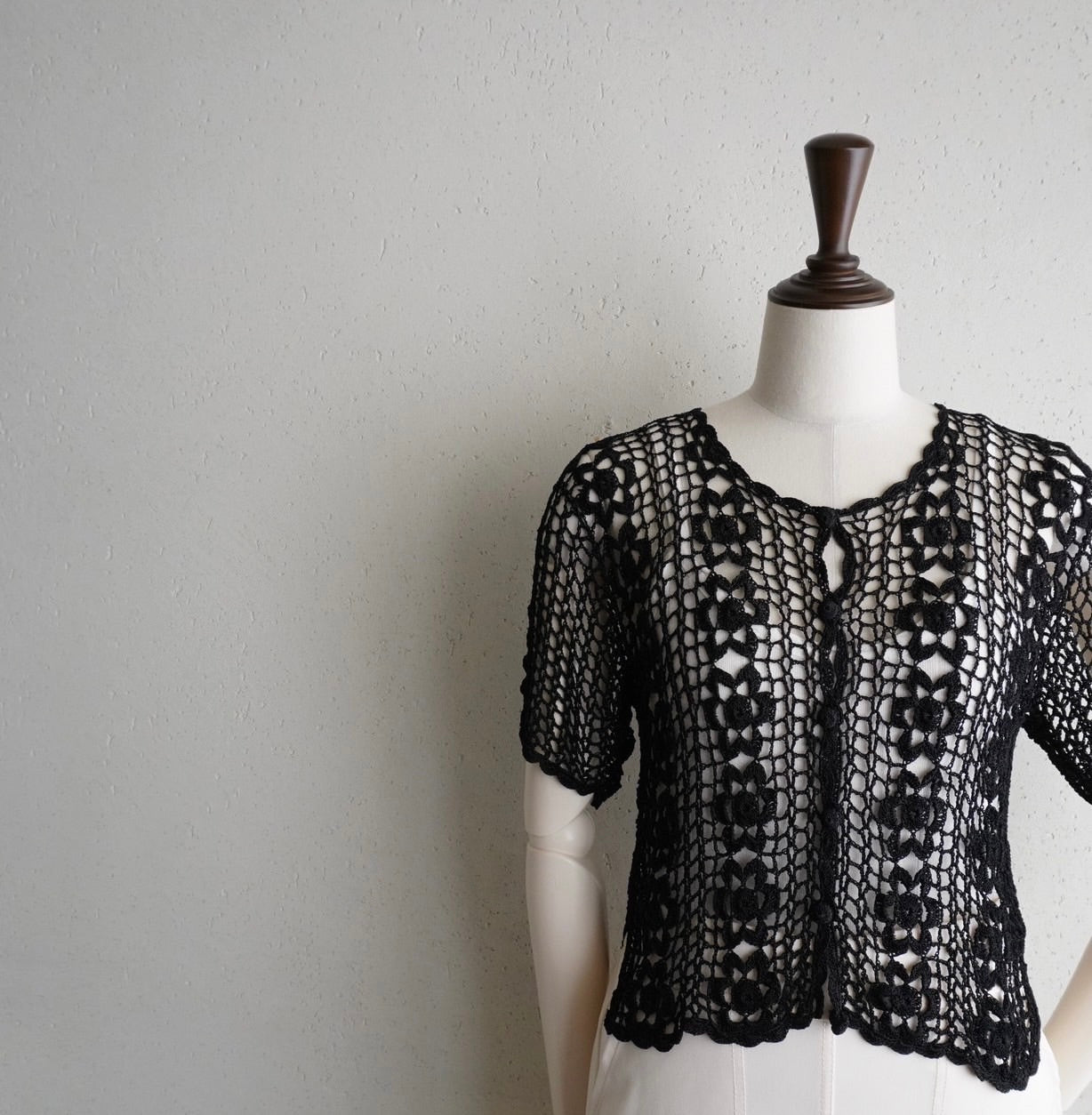 90s Black Crochet Top