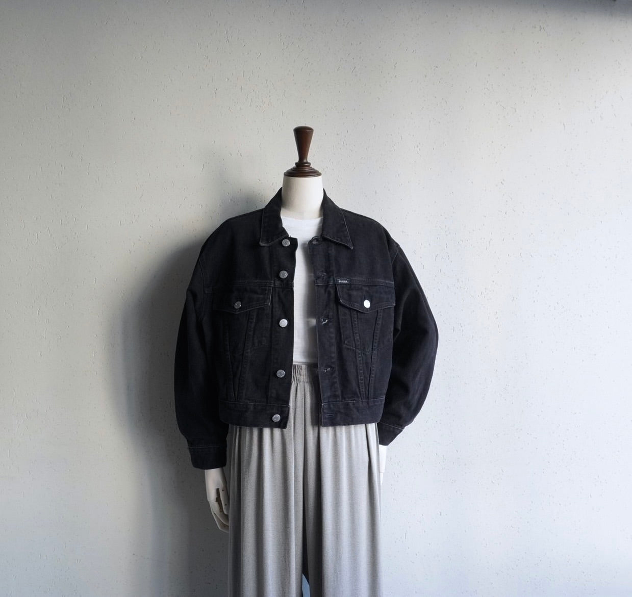 90s "GUESS" Black Denim Jacket Made in USA
