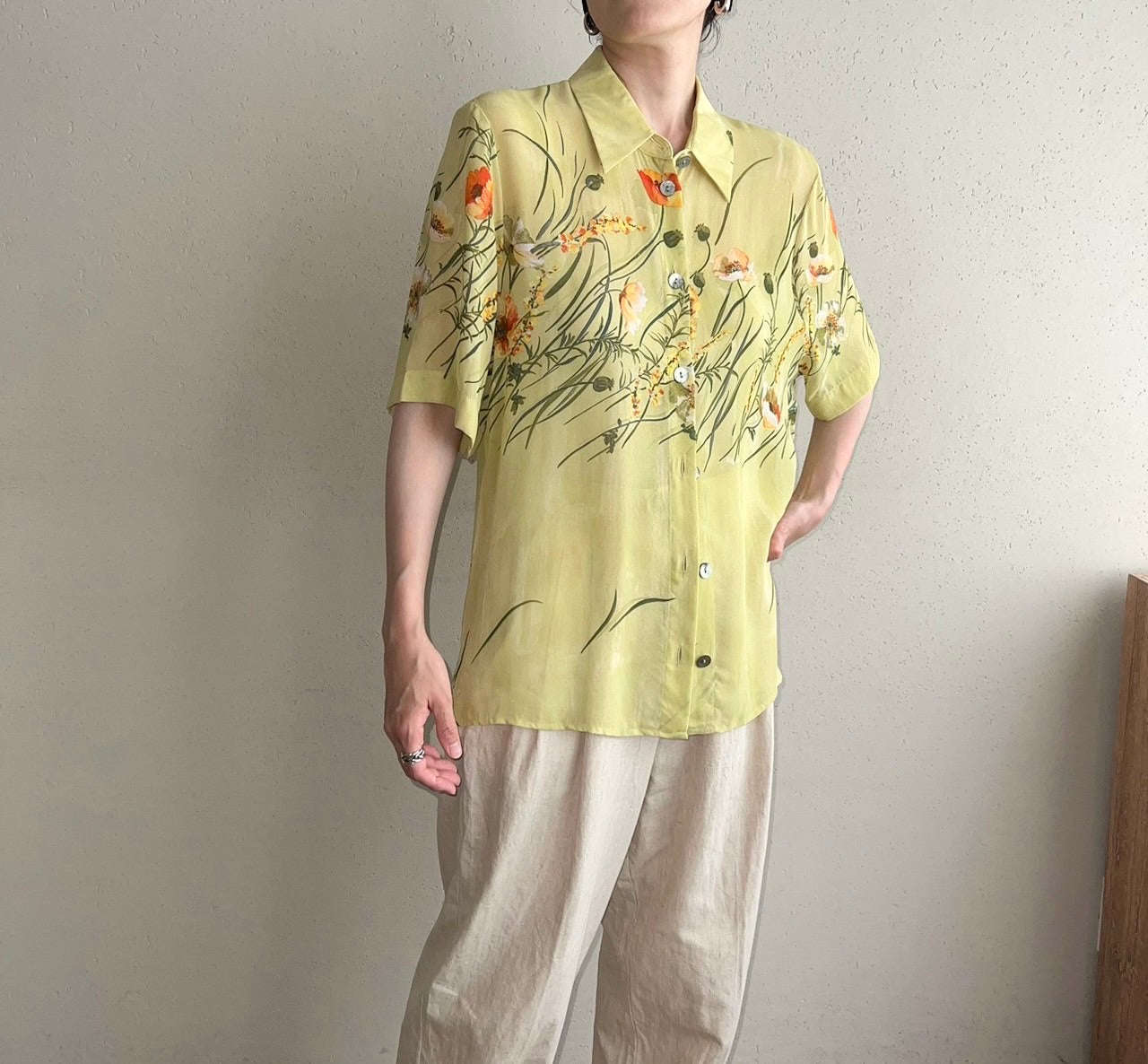 90s EURO Printed Sheer Shirt