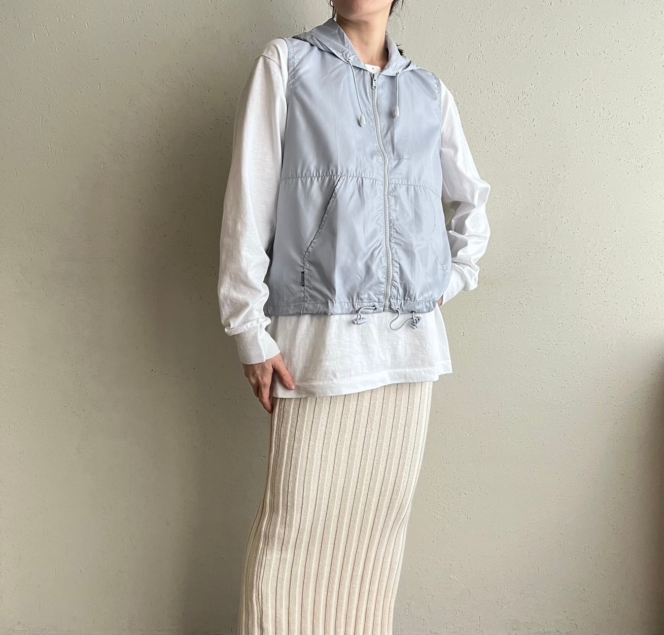 90s Light Blue Sleeveless Zipped Top Dead Stock