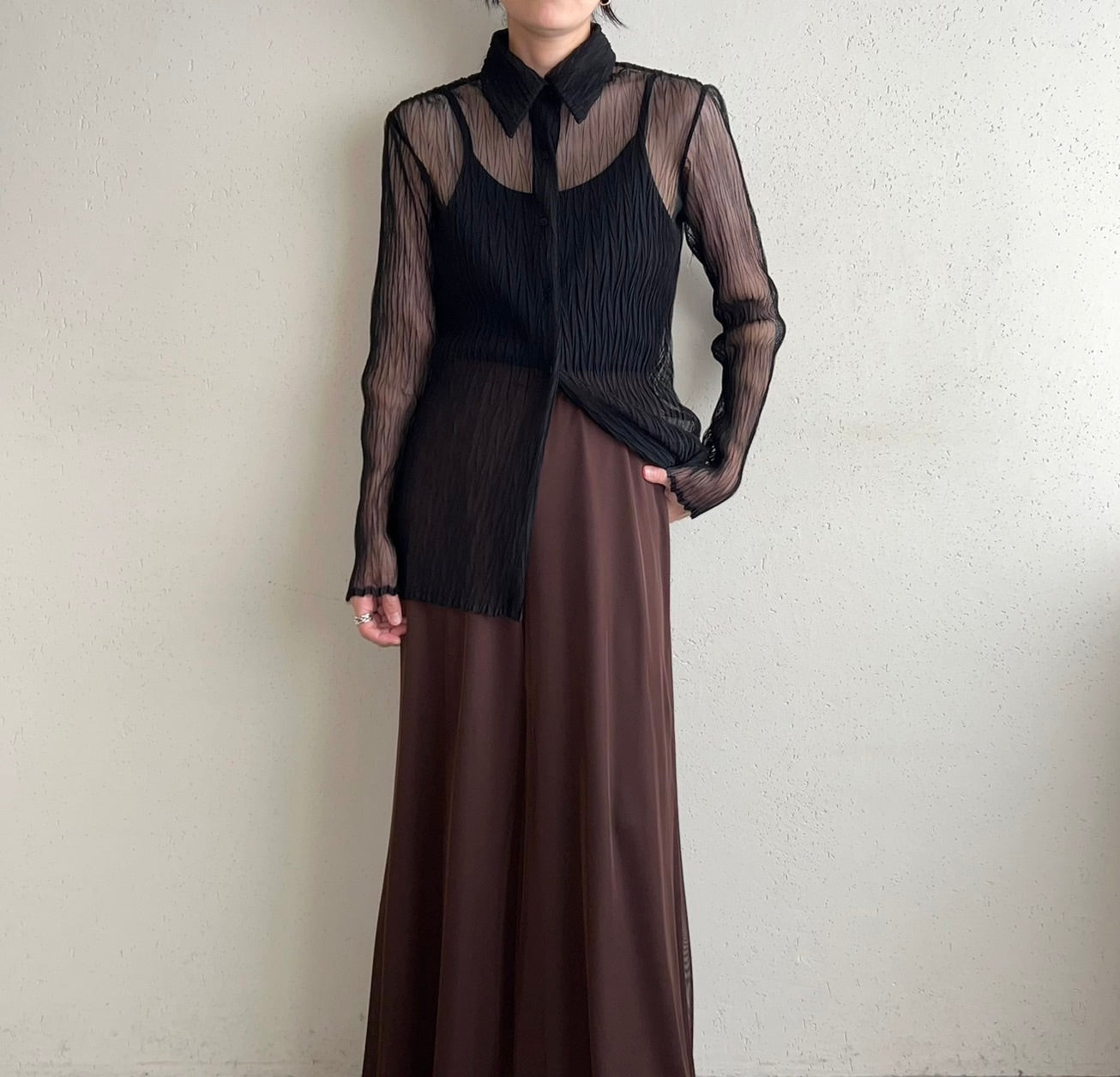 90s Black Sheer Shirt