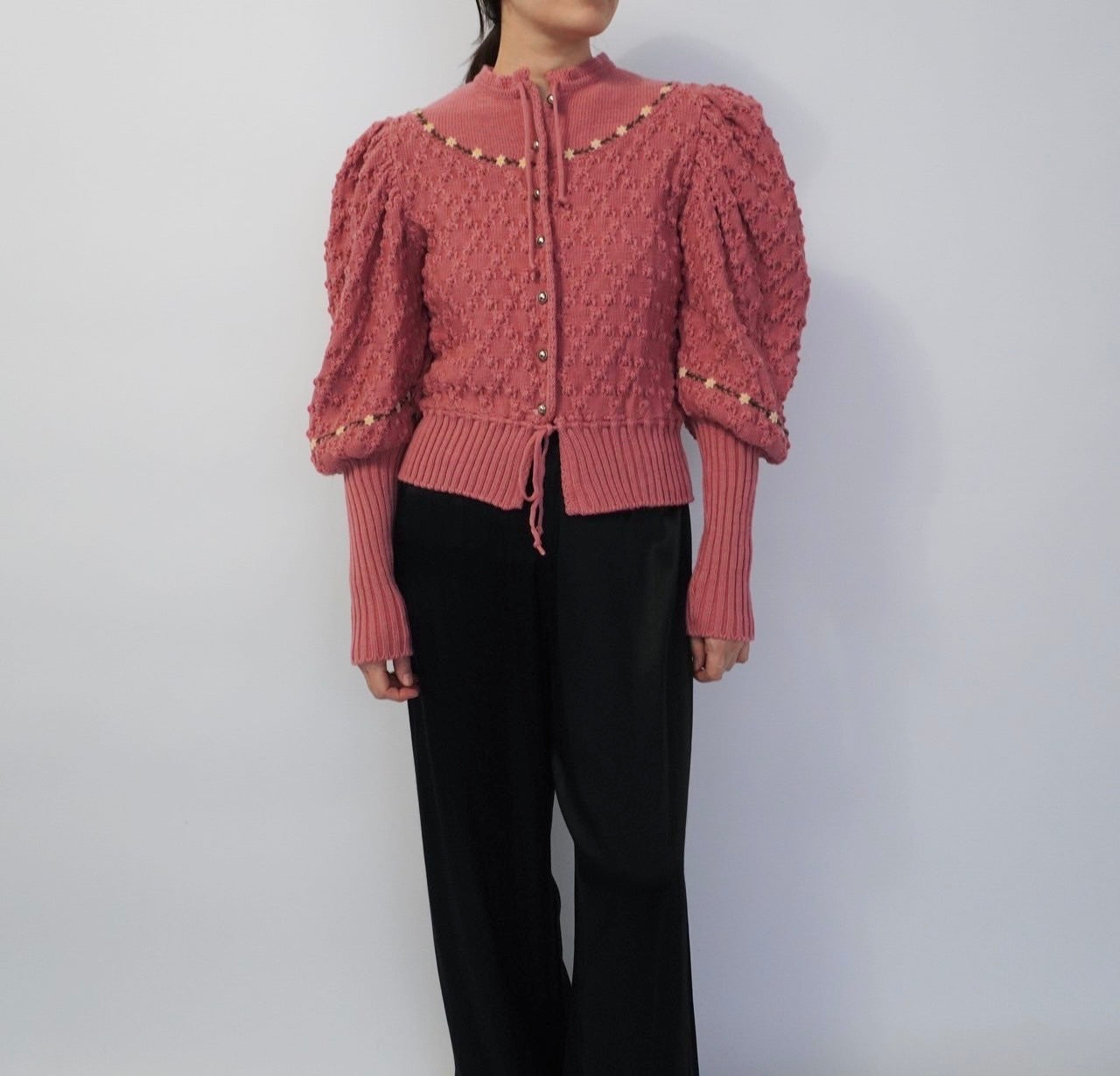 80s Embroidery Knit Cardigan