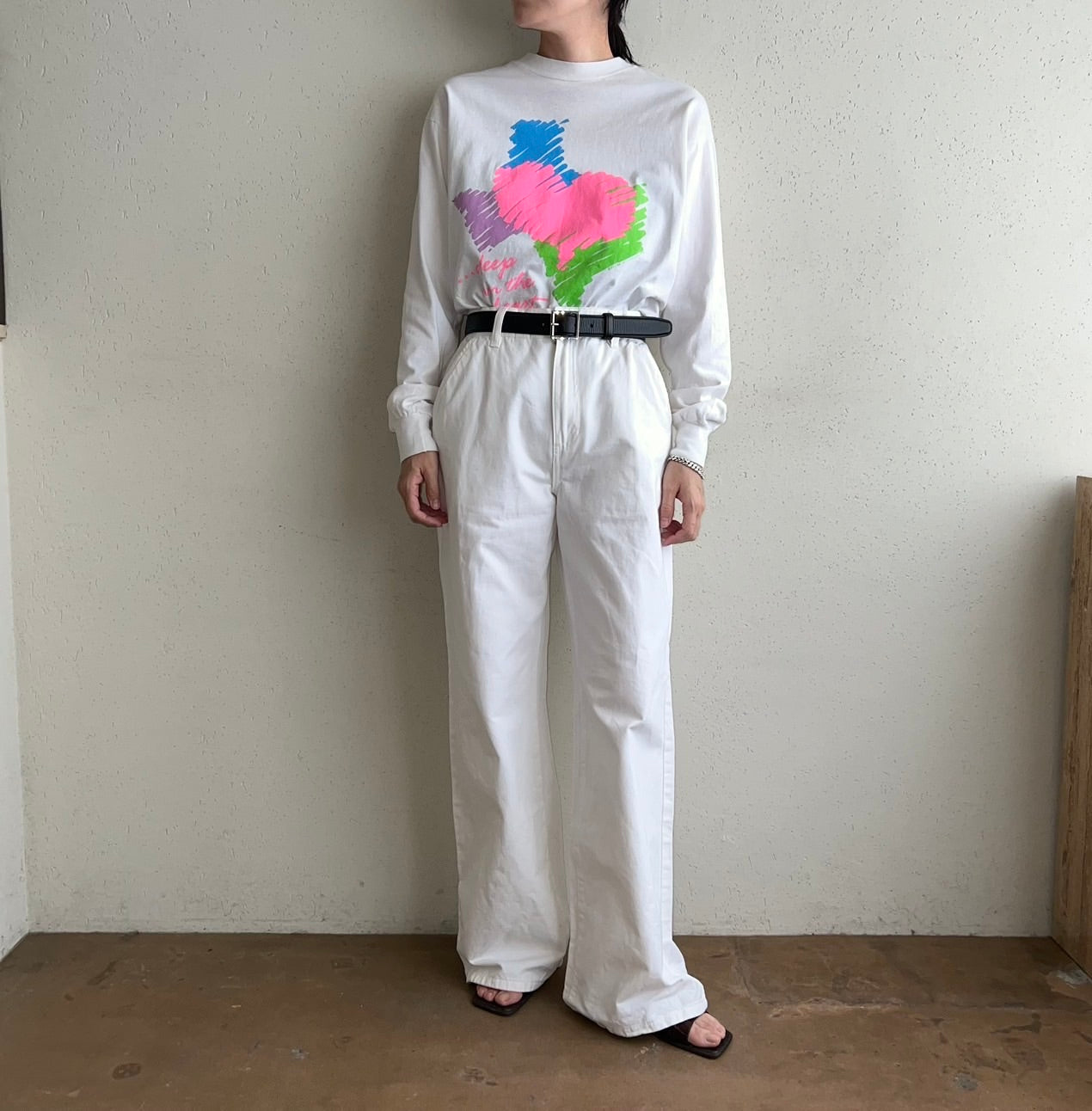 80s Printed Long Sleeves T-shirt Made in USA