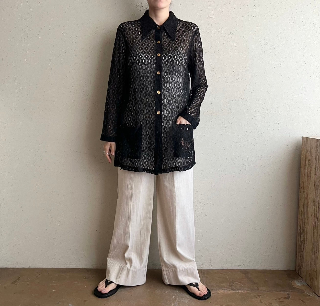 70s Black Mesh Shirt
