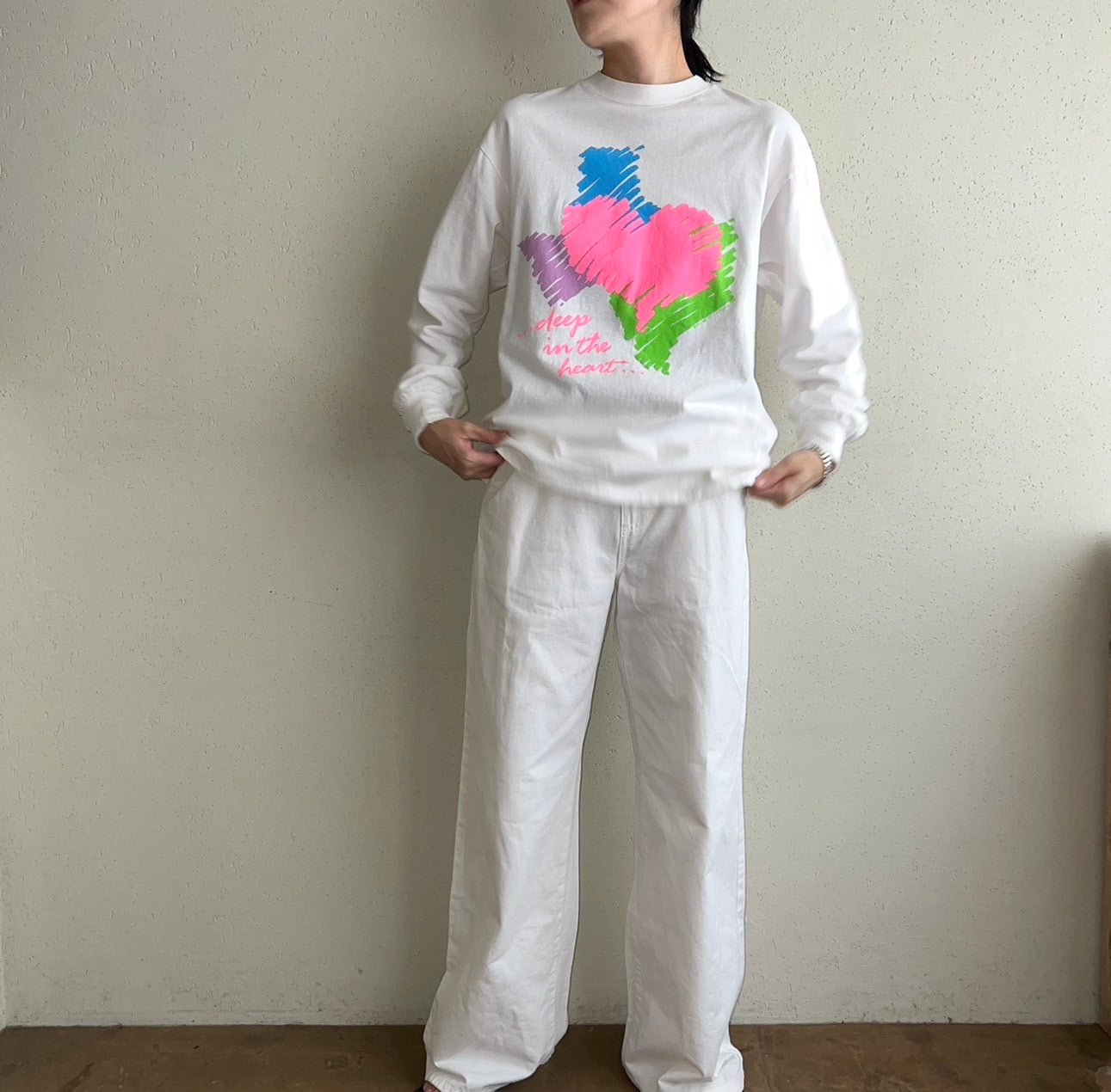 80s Printed Long Sleeves T-shirt Made in USA