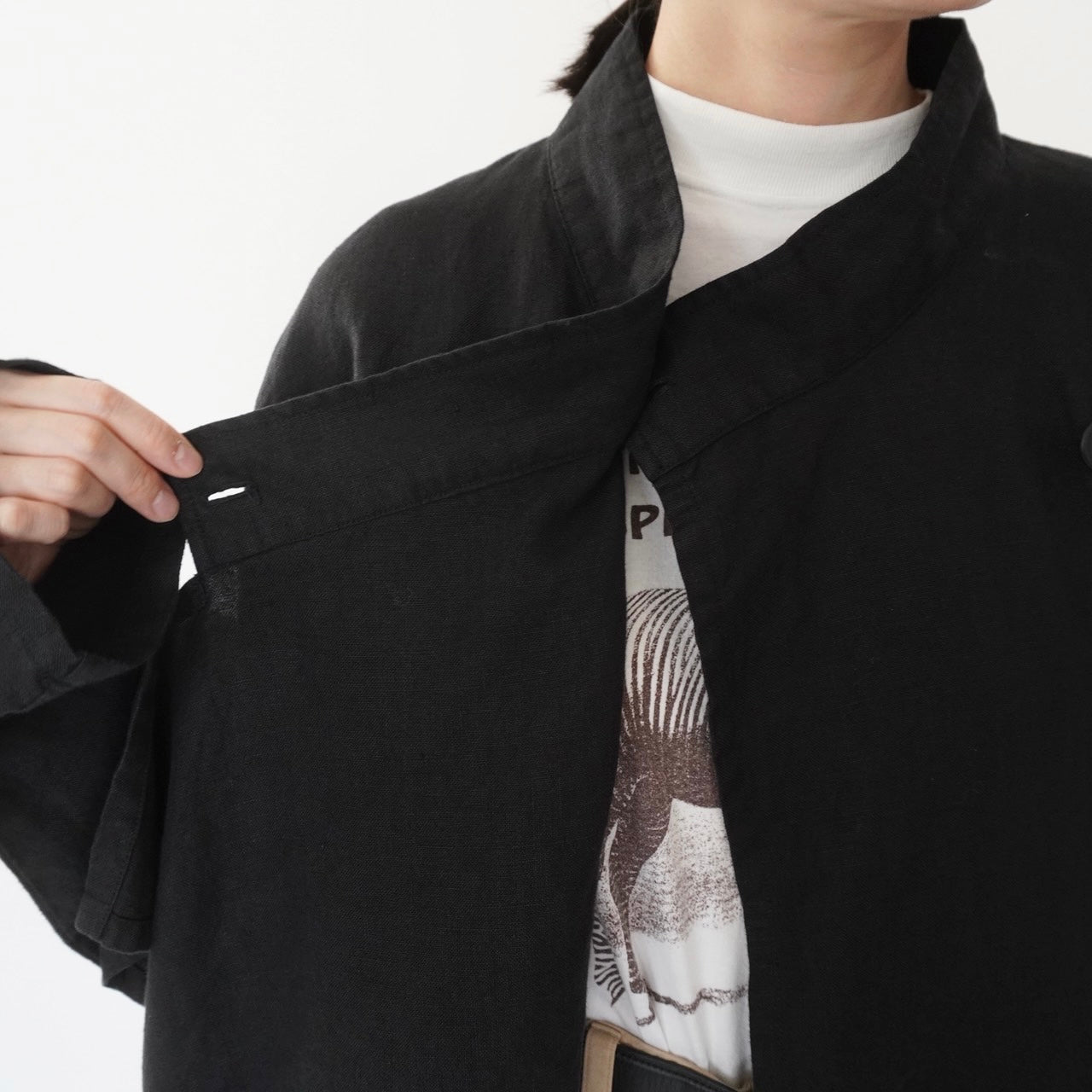90s Black Linen Design Jakcet