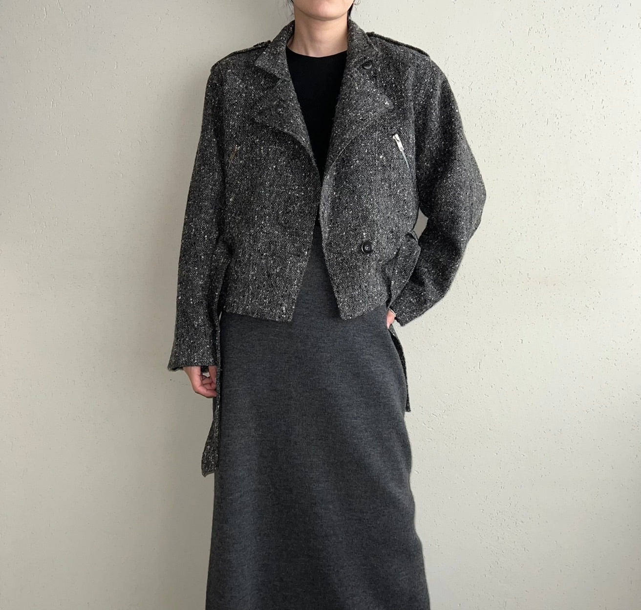 80s "AGAPI PARIS" Tweed Jacket Made in France