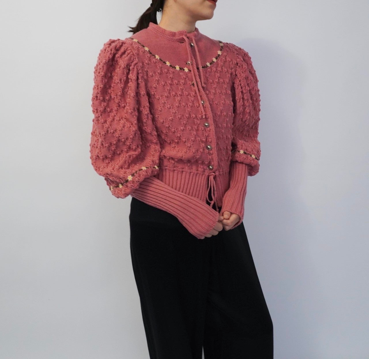 80s Embroidery Knit Cardigan