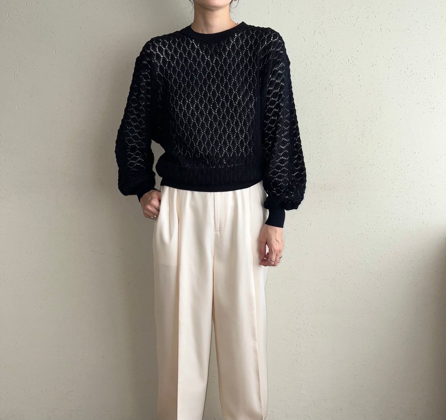 70s Crochet Knit Top Made in USA