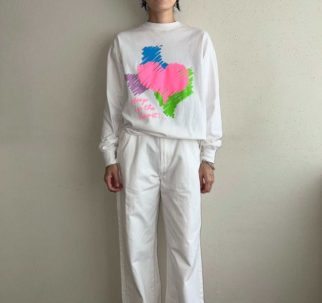 80s Printed Long Sleeves T-shirt Made in USA