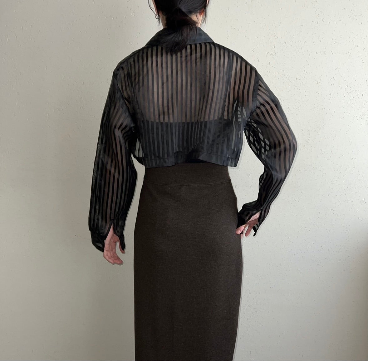 90s Sheer Cropped Shirt Made in USA