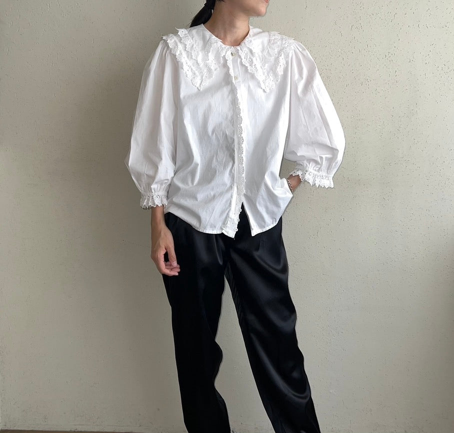 90s Cotton Lace Blouse Made in Austria