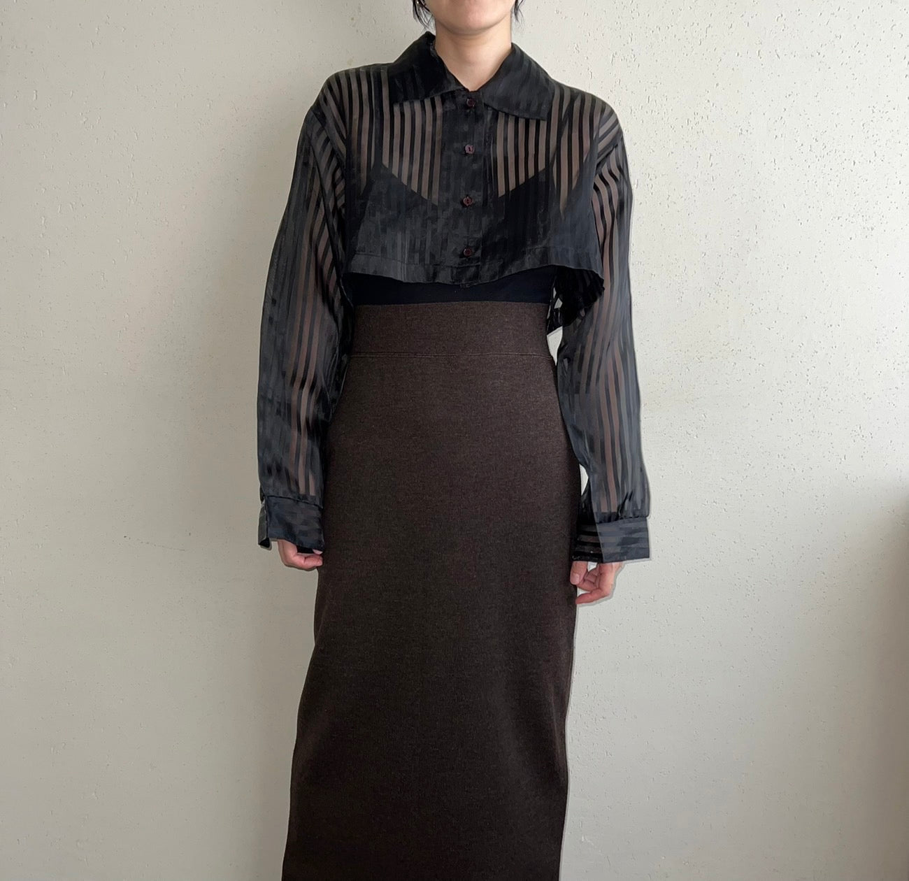 90s Sheer Cropped Shirt Made in USA
