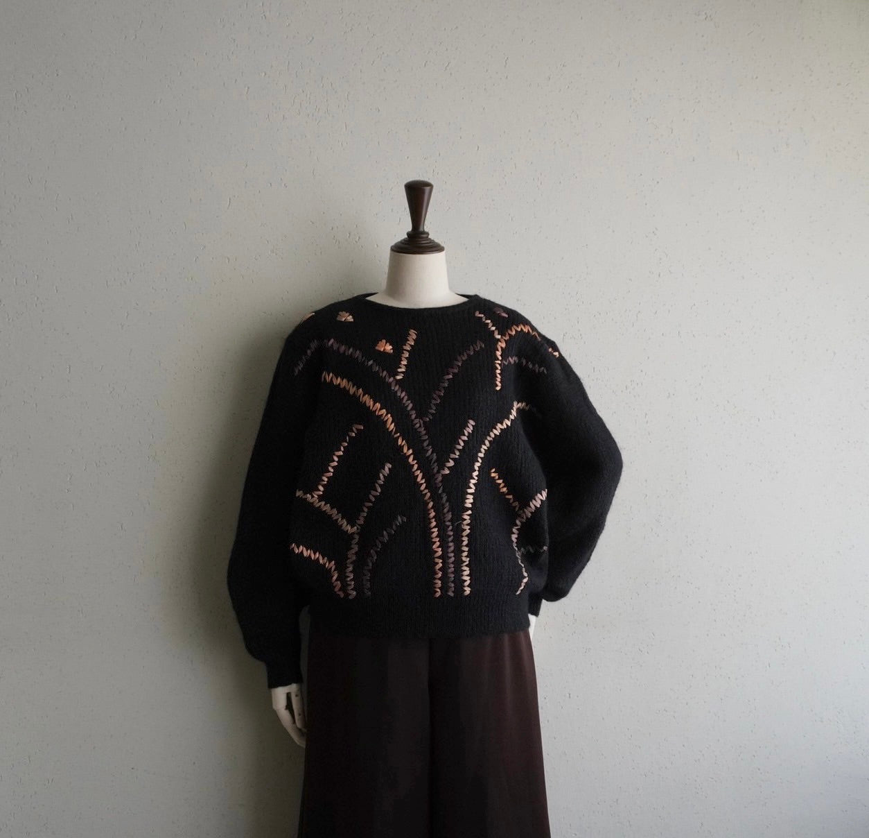 80s EURO Ribbon Design Mohair Knit