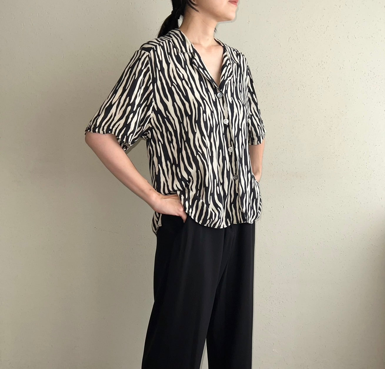 90s Rayon Pattern Printed Shirt