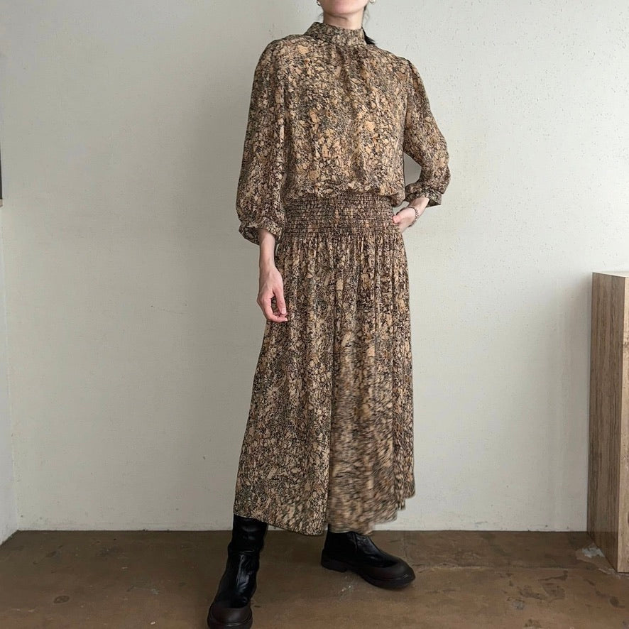 80s Printed Dress Made in USA
