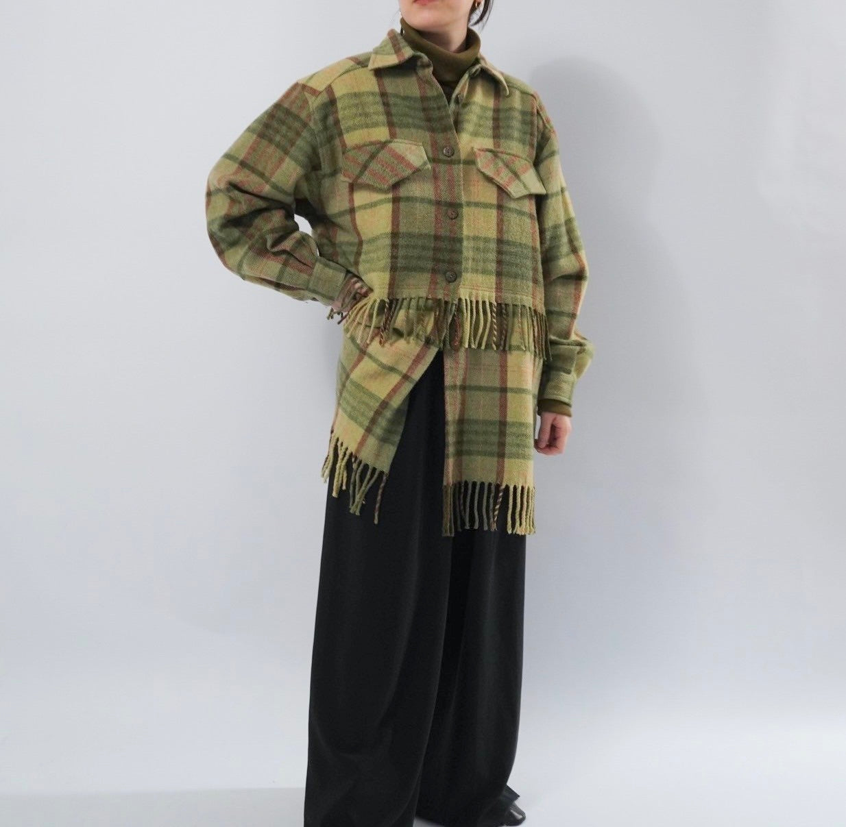 80s Plaid Fringe Design jacket Made in Italy