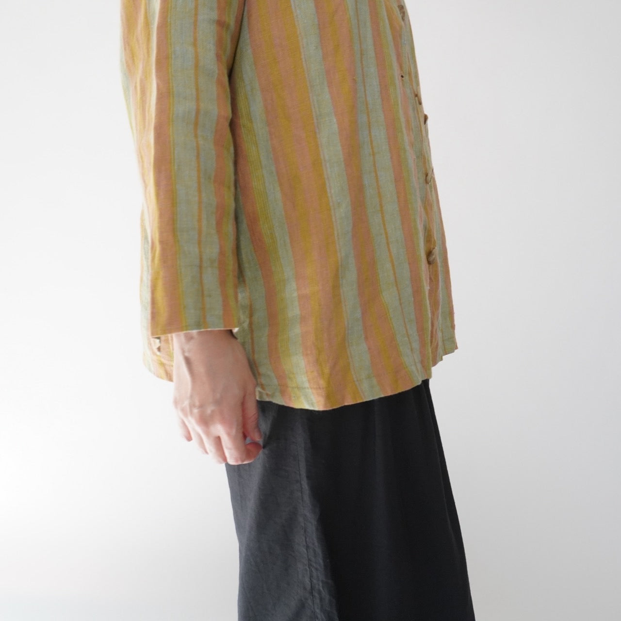 90s "harve benard" Striped Linen Shirt,Jacket