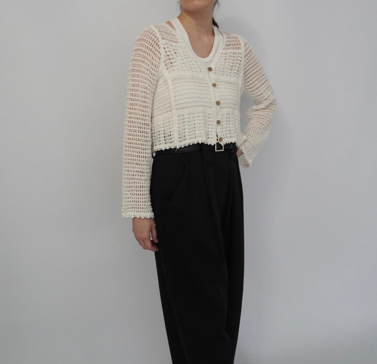 90s White Crochet Cardigan