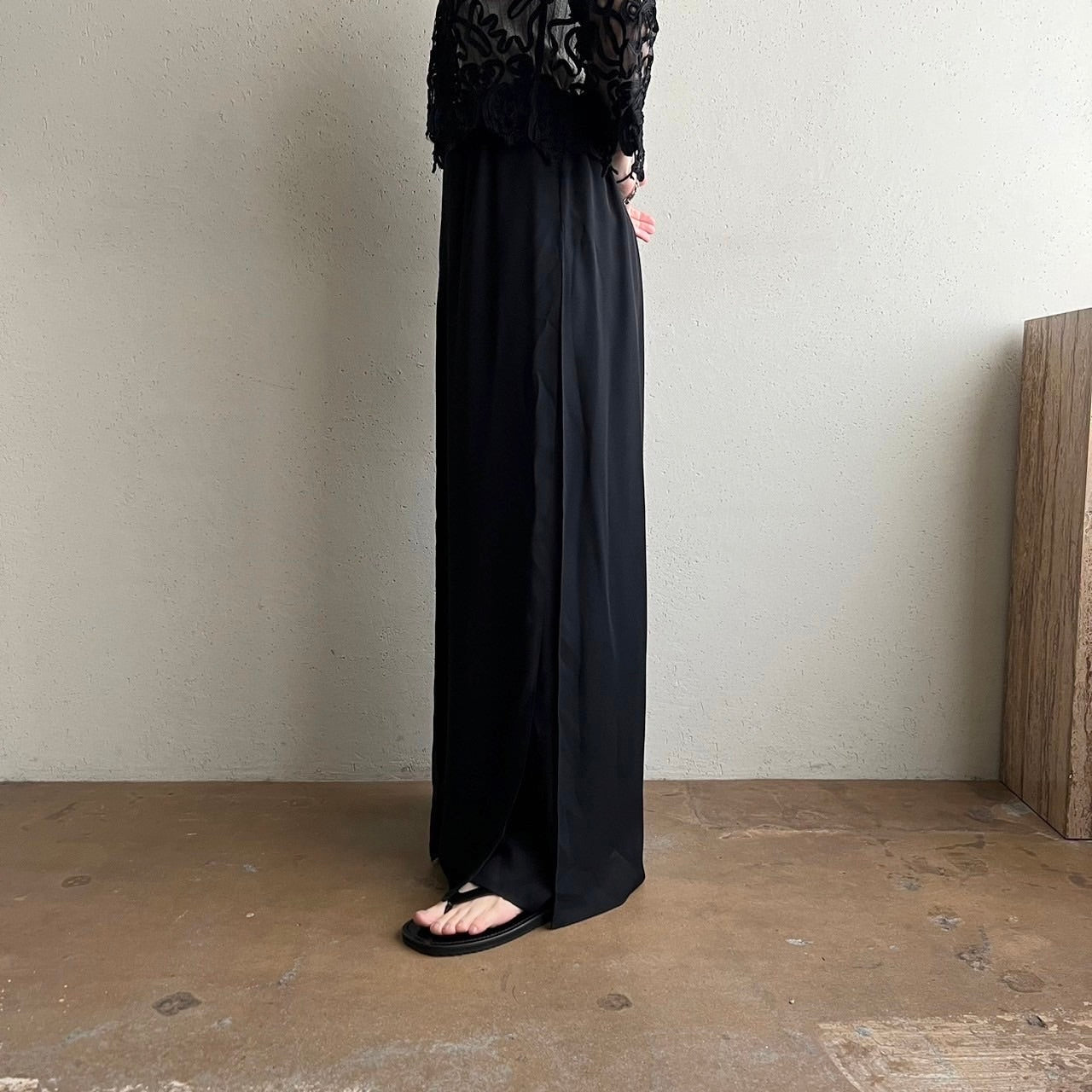 90s Slit Design Wide Pants