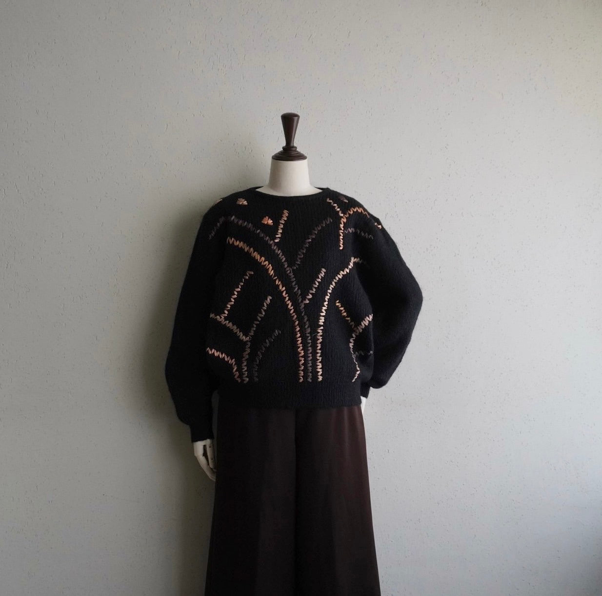80s EURO Ribbon Design Mohair Knit