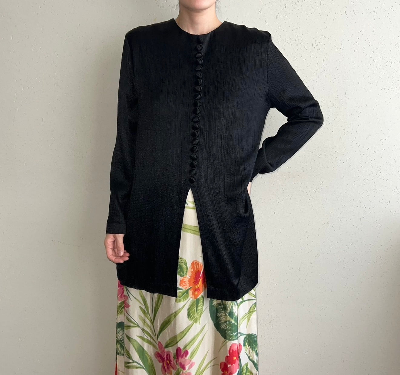 90s Black Design Blouse